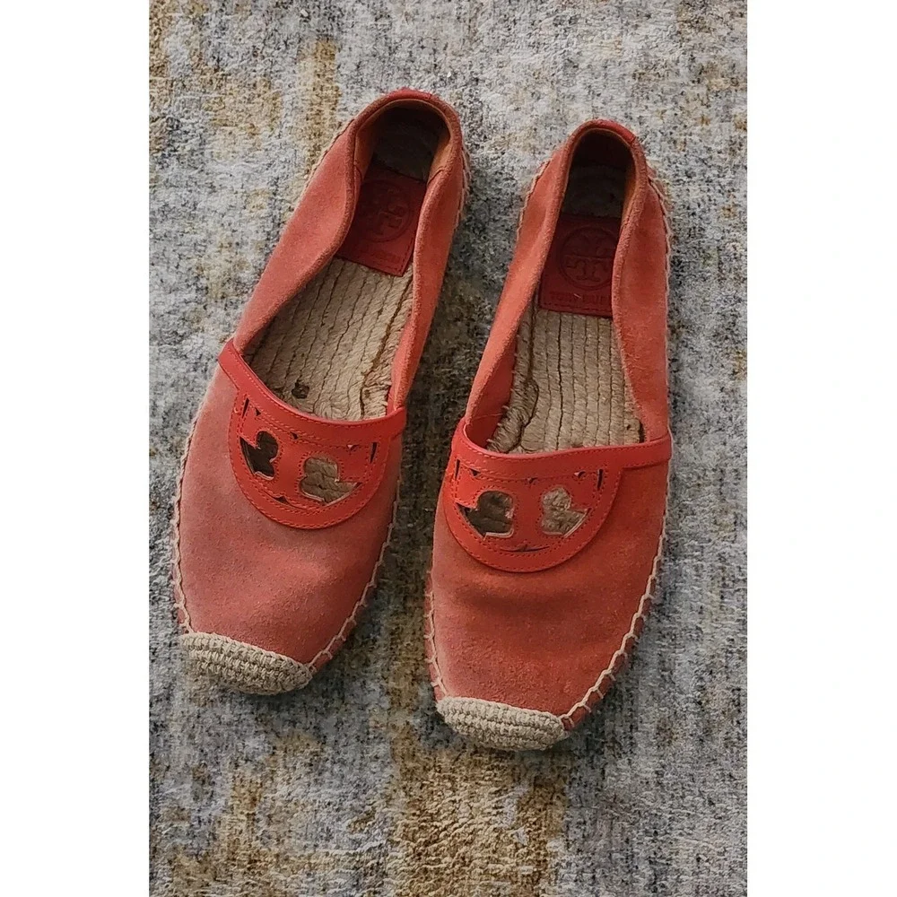 Tory Burch Women's Sidney Red Canyon Suede Espadrille Size 5